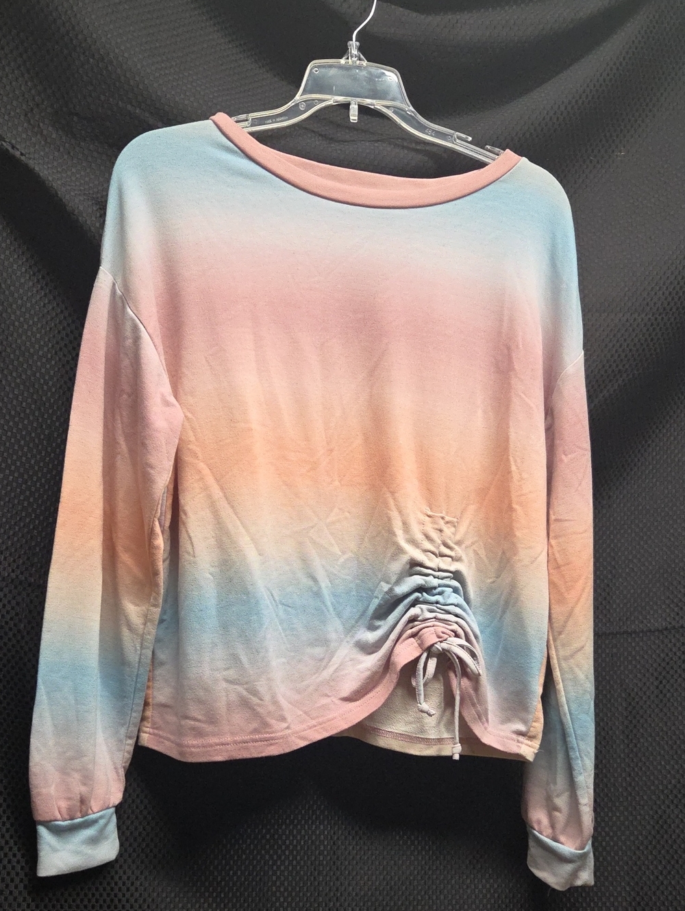 Como Vintage Pastel Ombre Drawstring Long Sleeve Top - Pink, Blue